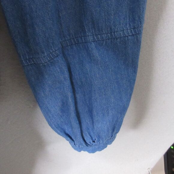 Old Navy Top Women Large Tall Blue Chambray Cotton Button Up Ruffle‎ Collar - Picture 7 of 12